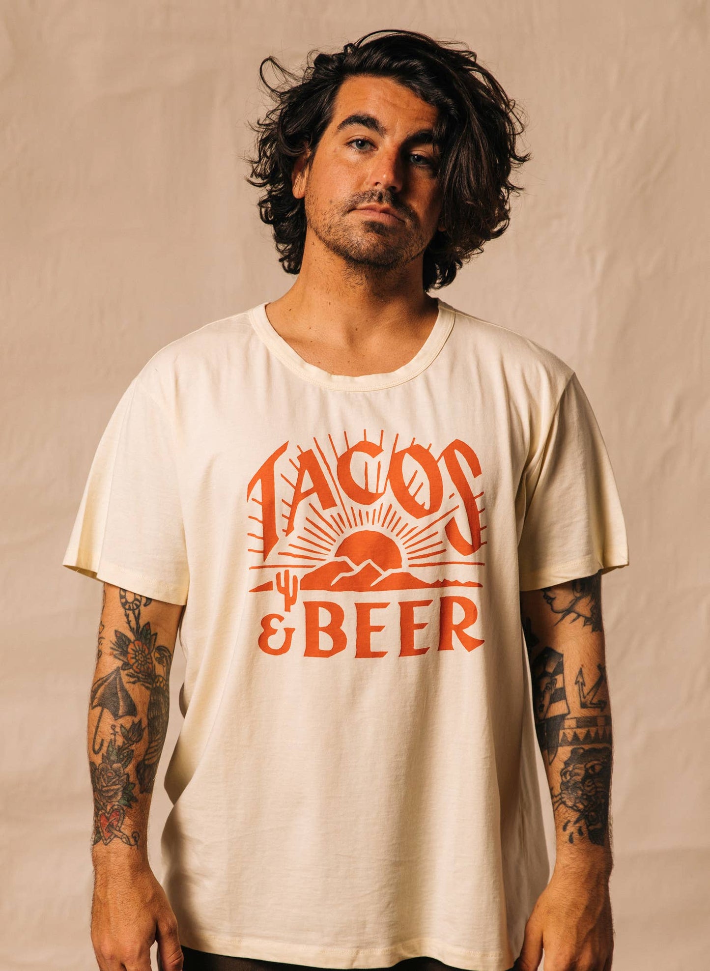 Tacos & Beer Western Vintage Style Unisex Tee