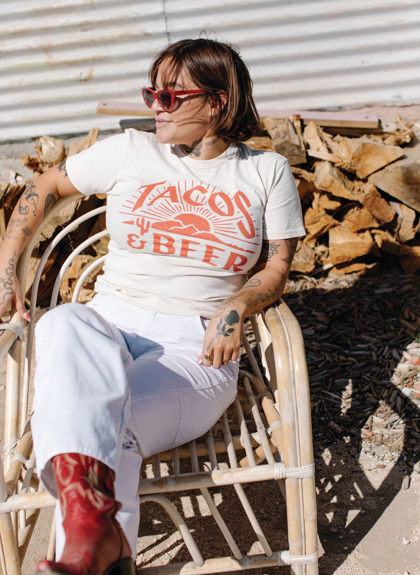 Tacos & Beer Western Vintage Style Unisex Tee