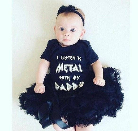 I Listen To Metal With My Daddy Baby Onesie
