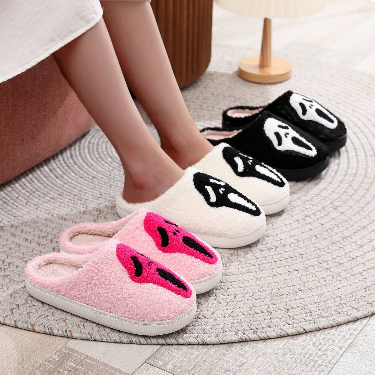 Ghost Face Halloween Cotton Slippers
