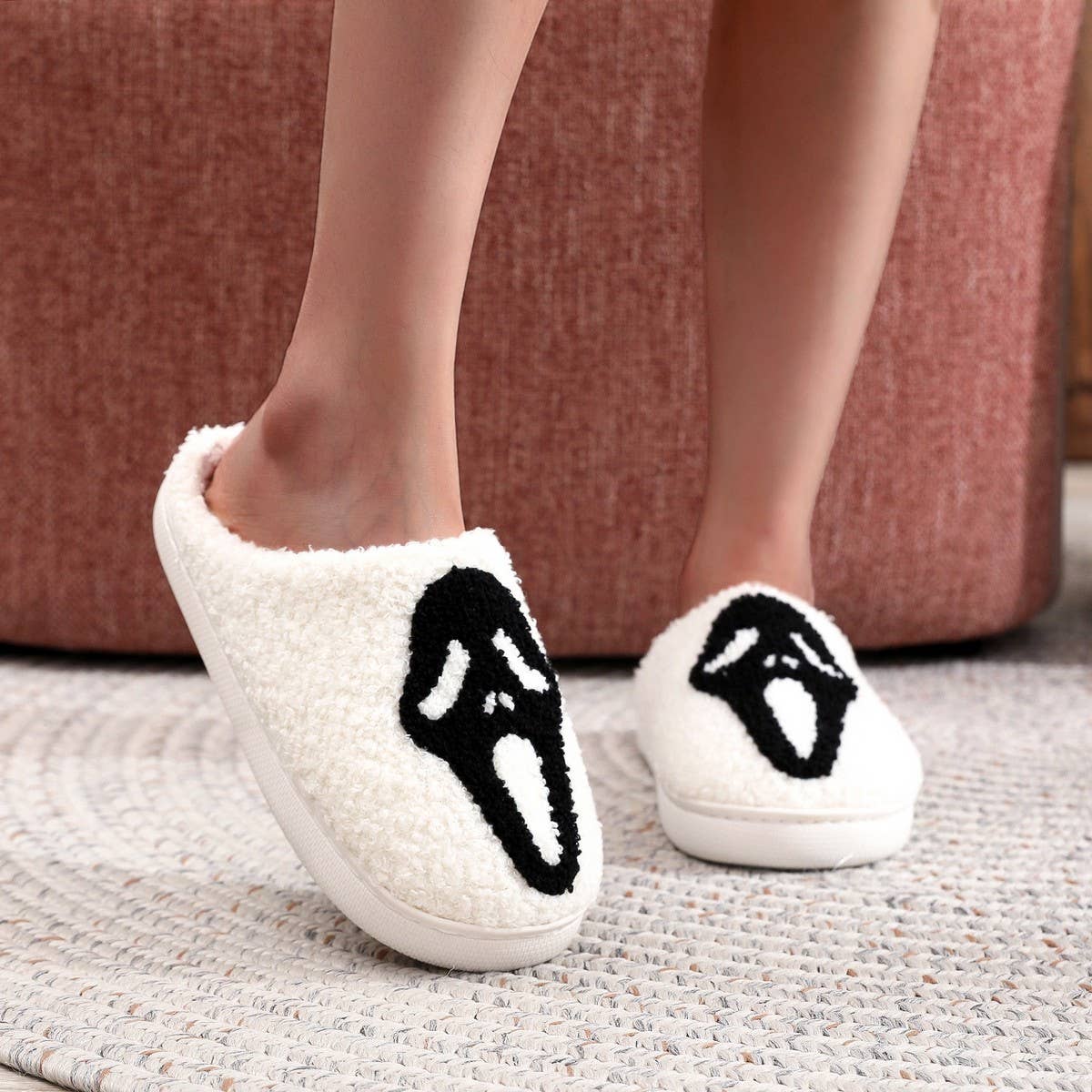 Ghost Face Halloween Cotton Slippers