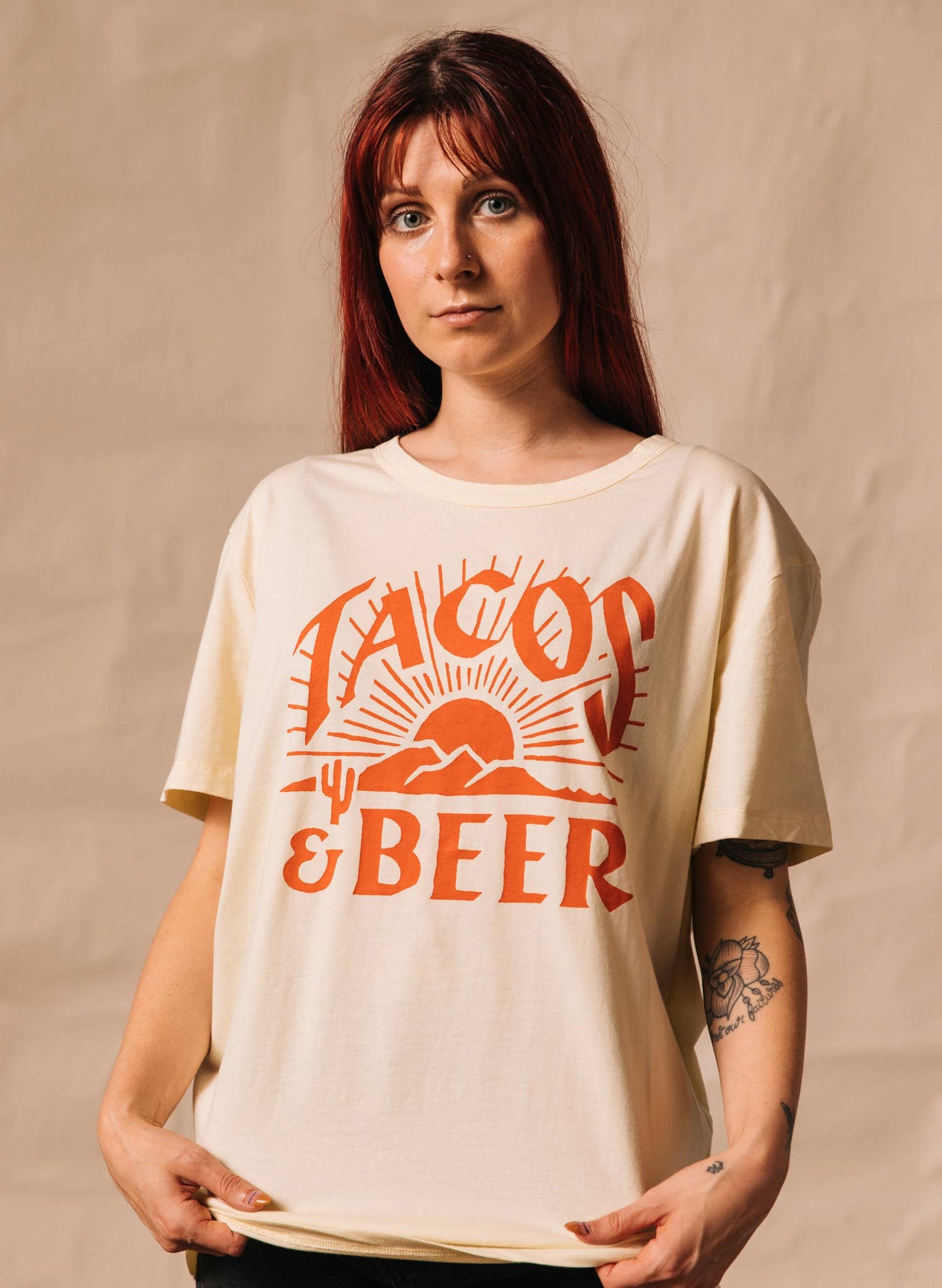 Tacos & Beer Western Vintage Style Unisex Tee