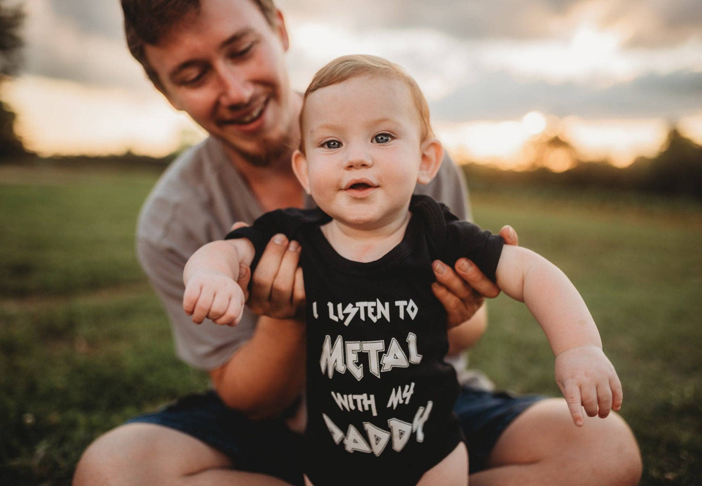 I Listen To Metal With My Daddy Baby Onesie