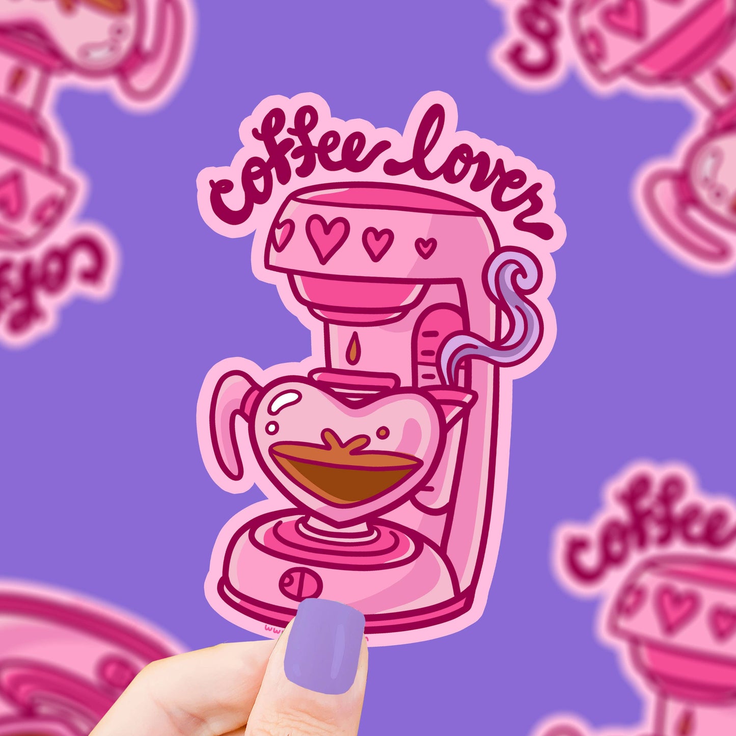 Coffee Lover Pink Coffee Machine Espresso Sticker