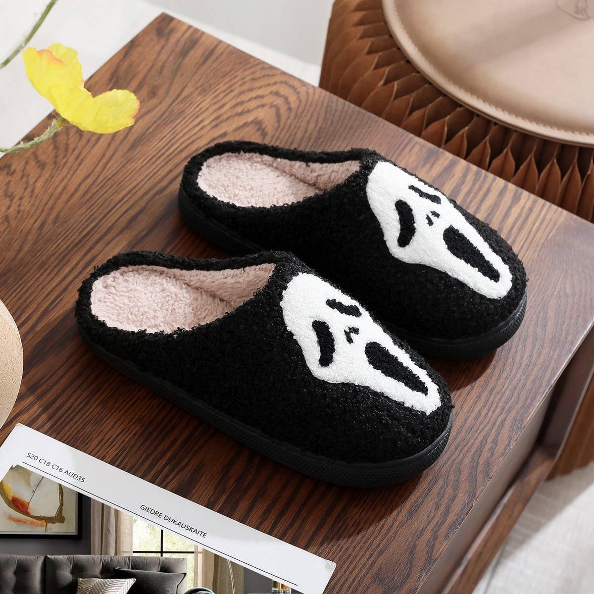 Ghost Face Halloween Cotton Slippers