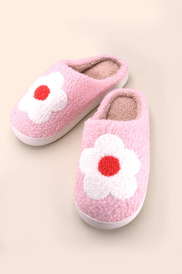 Soft Plush Mushroom Hearts & Rainbow Warm Slippers
