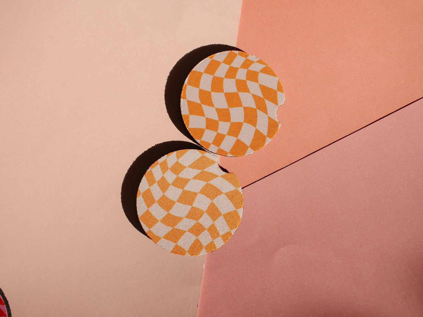 Wavy Checkered Car Coaster Set (3 Colors)