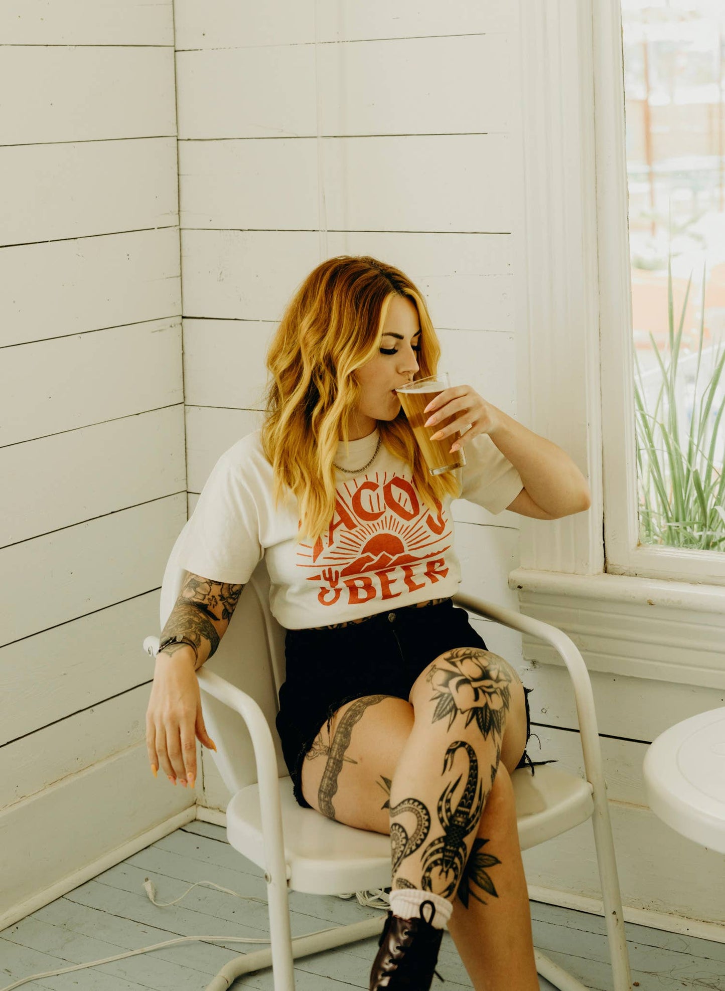 Tacos & Beer Western Vintage Style Unisex Tee