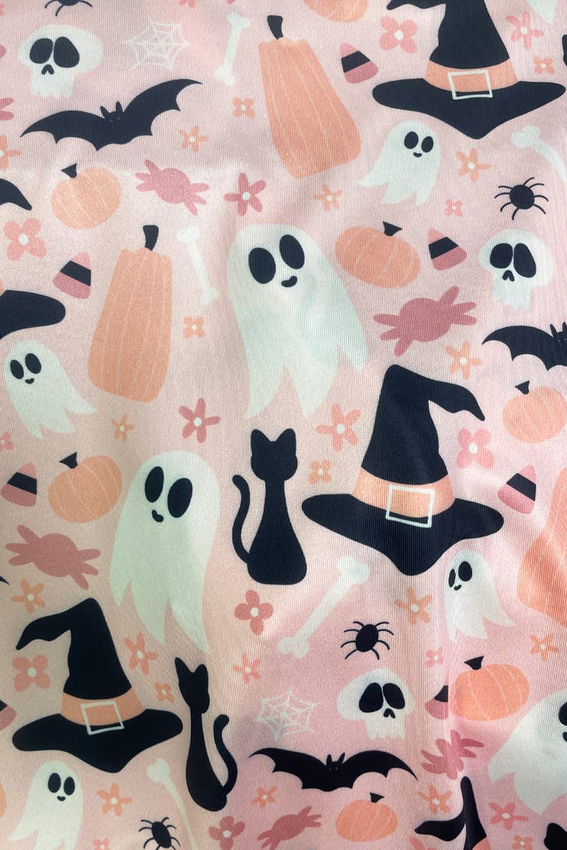 Green & Black Bats Halloween Two Piece Pajama Set