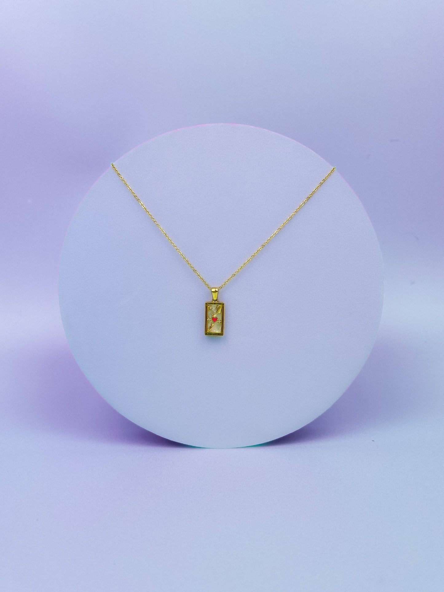 The Lovers Tarot Card Gold Necklace