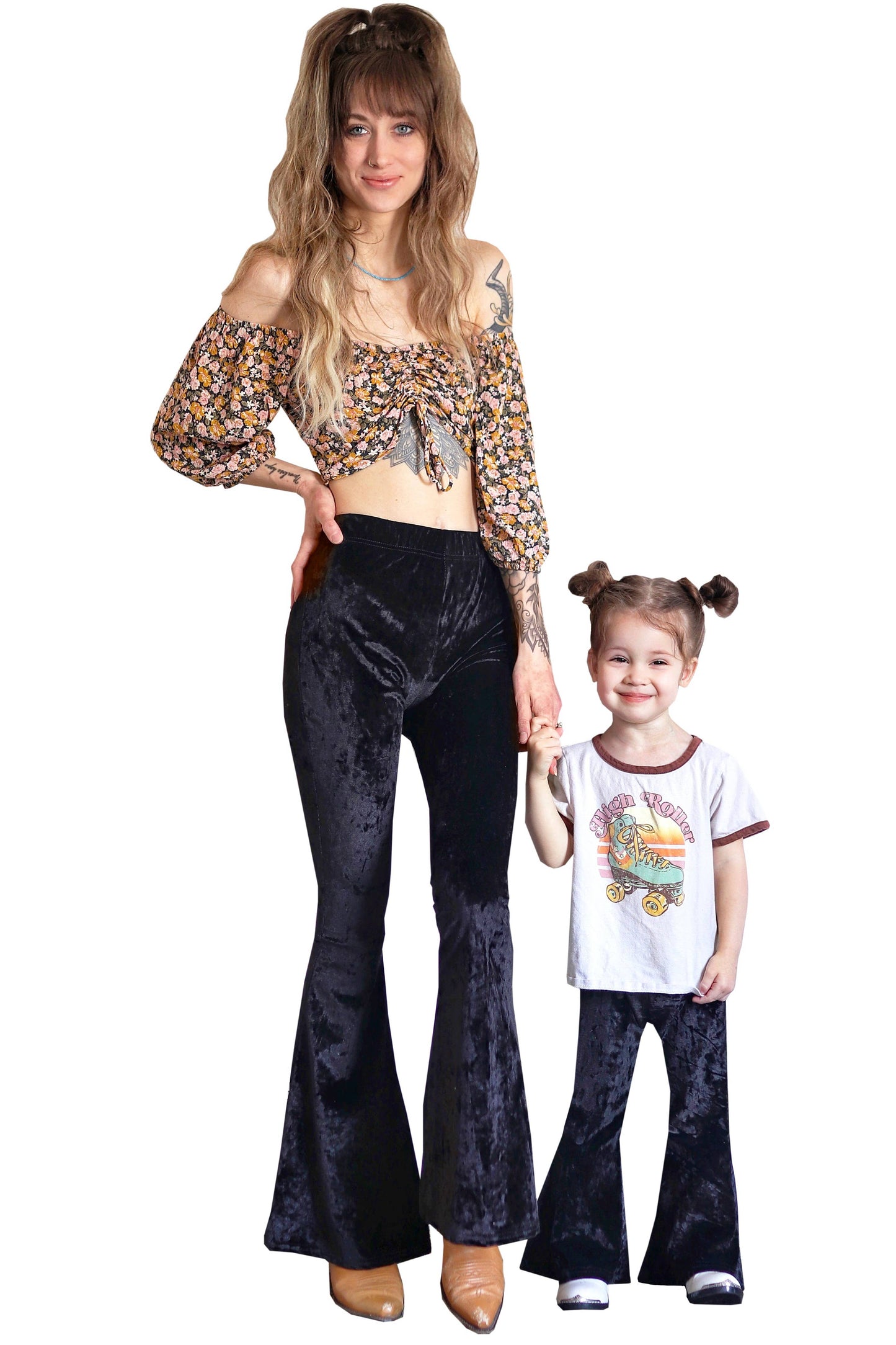 Little Girls Black Velvet Bell Bottoms Kids