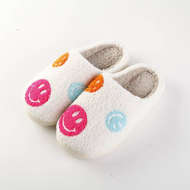 Soft Plush Mushroom Hearts & Rainbow Warm Slippers