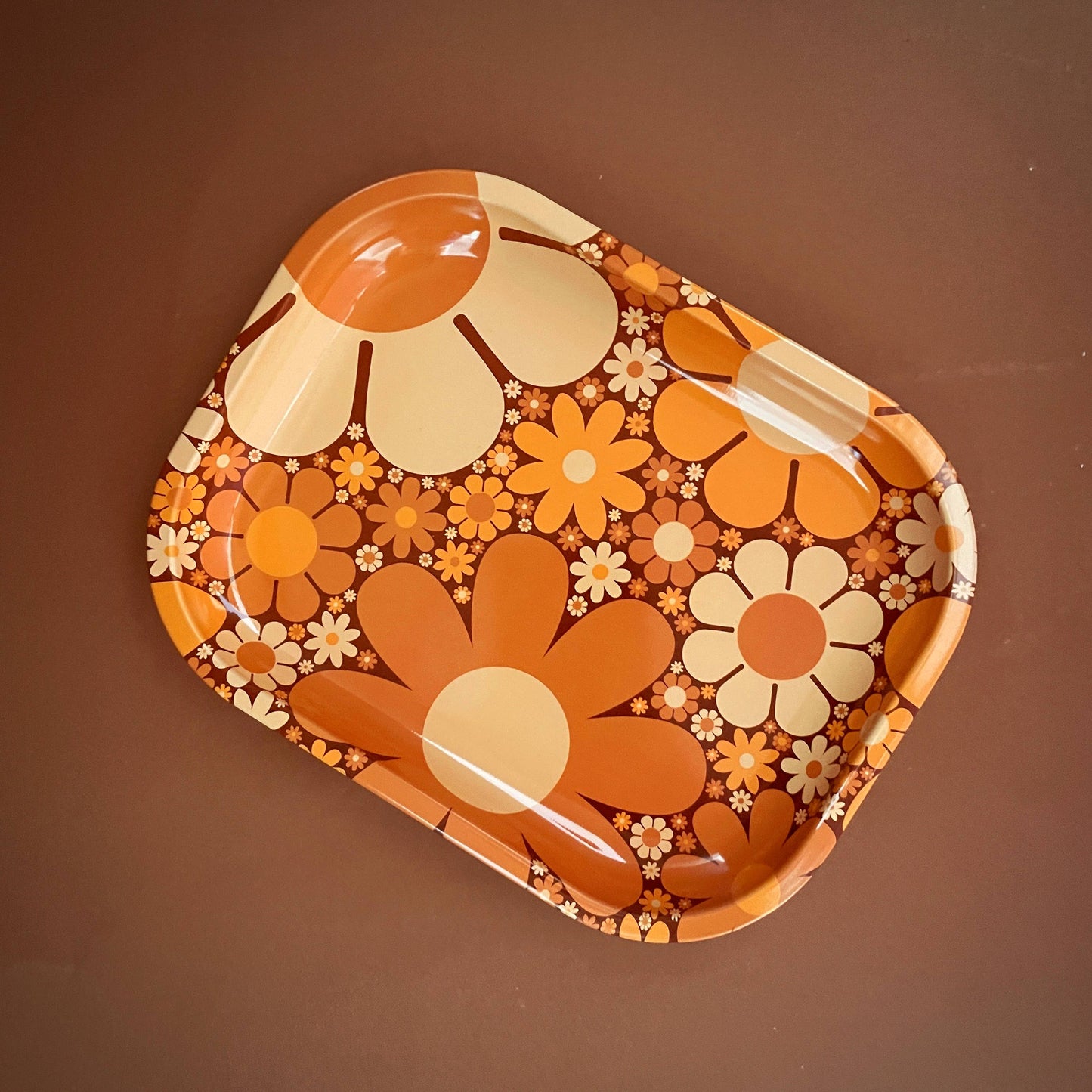 70's Floral Metal Tray - Homeward Bound Goods