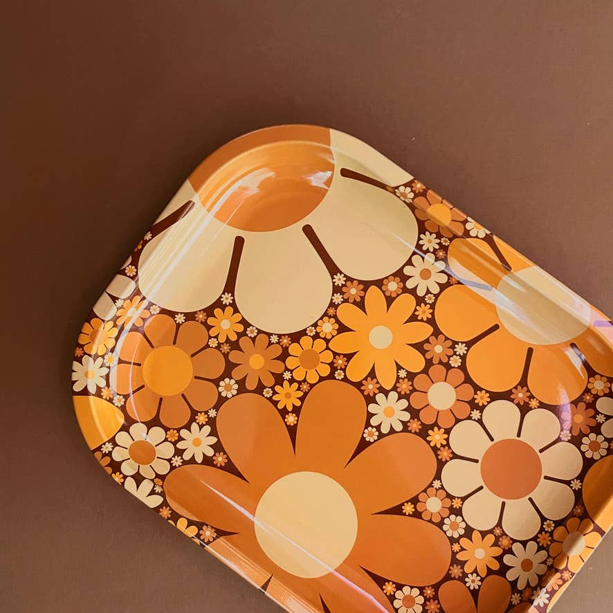 70's Floral Metal Tray - Homeward Bound Goods