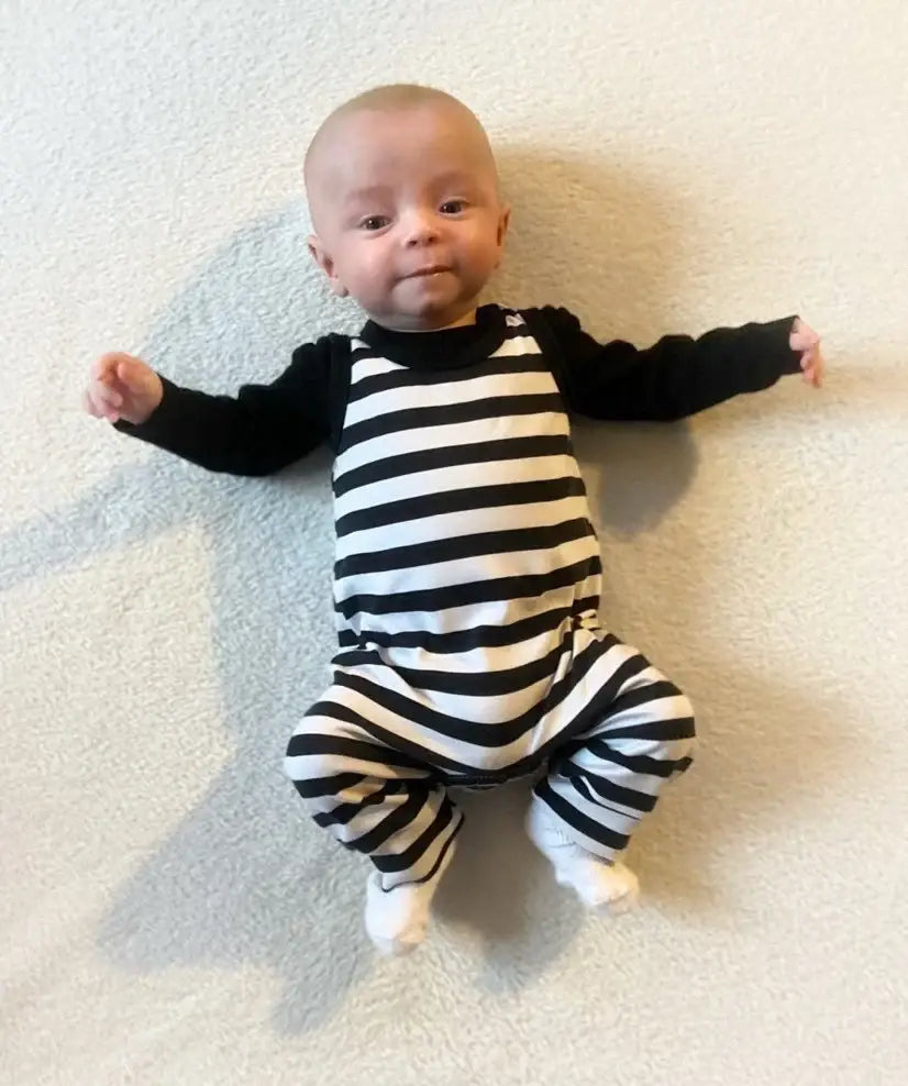 Black & White Stripe Baby Romper