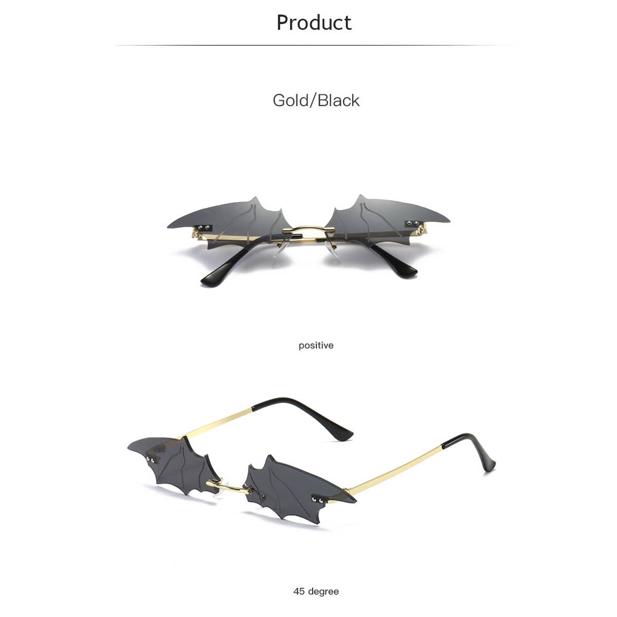 Spooky Goth Babe Bat Shape Sunglasses
