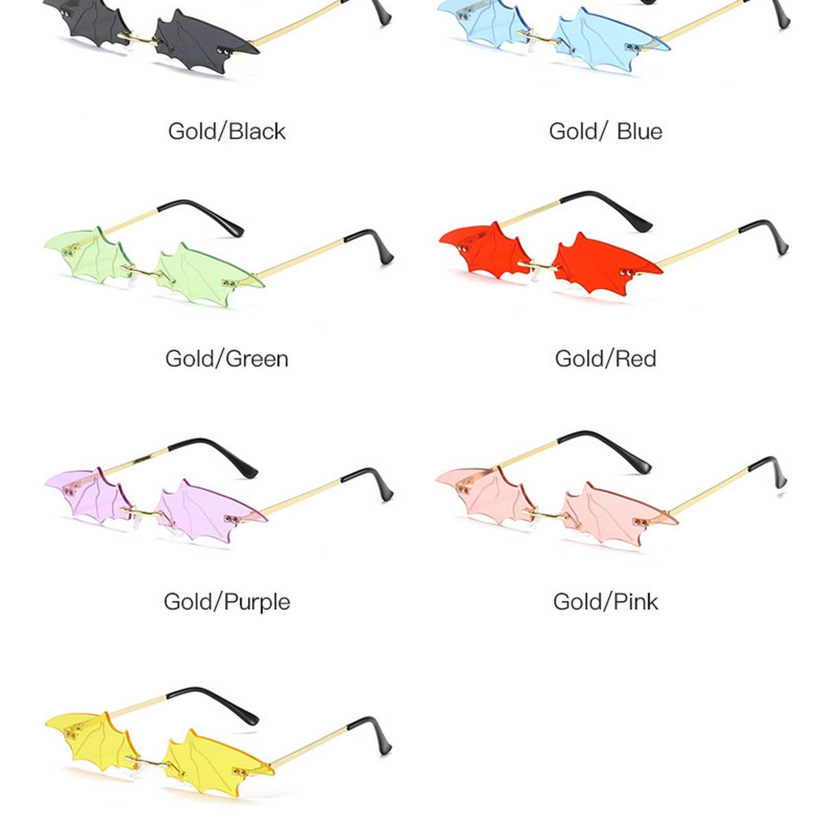 Spooky Goth Babe Bat Shape Sunglasses