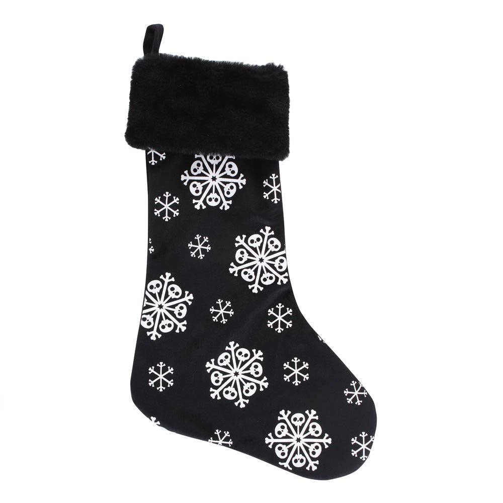 Black Goth Skull Snowflake Christmas Stocking
