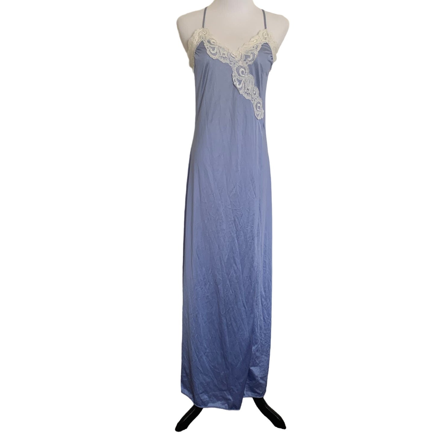 Vintage 1960s LeVoy's Blue & White Lace Nightgown Slip
