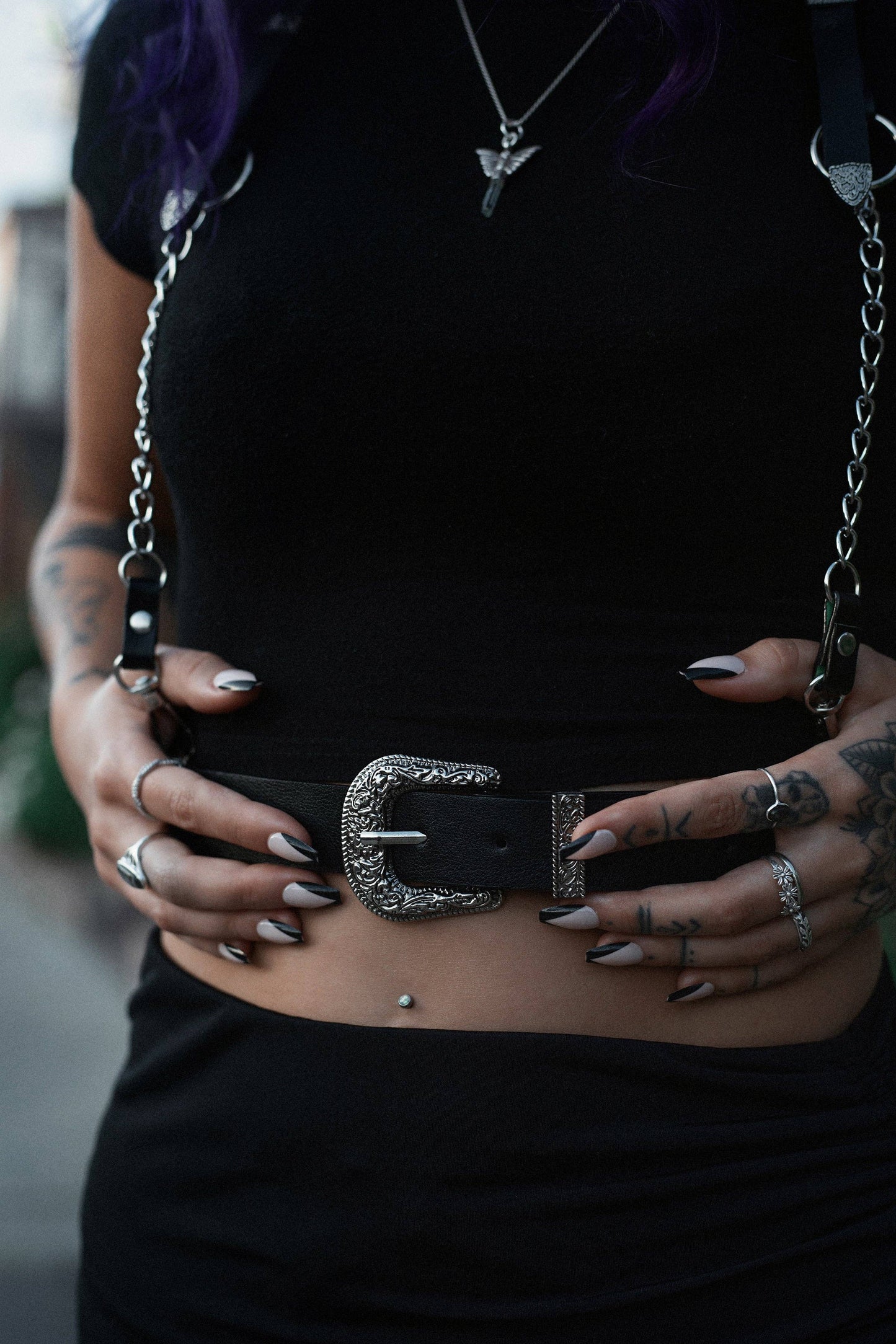 The Sharpshooter Western Goth Chain Black Harness