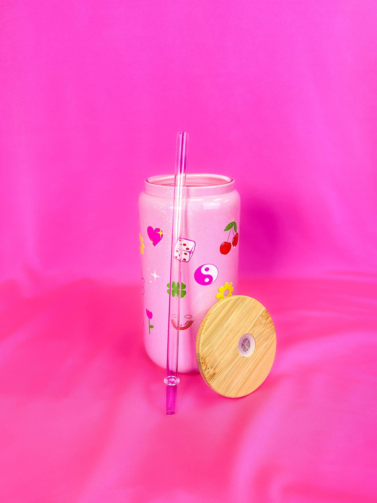 Lucky Charm Pink Glass Tumbler Cup