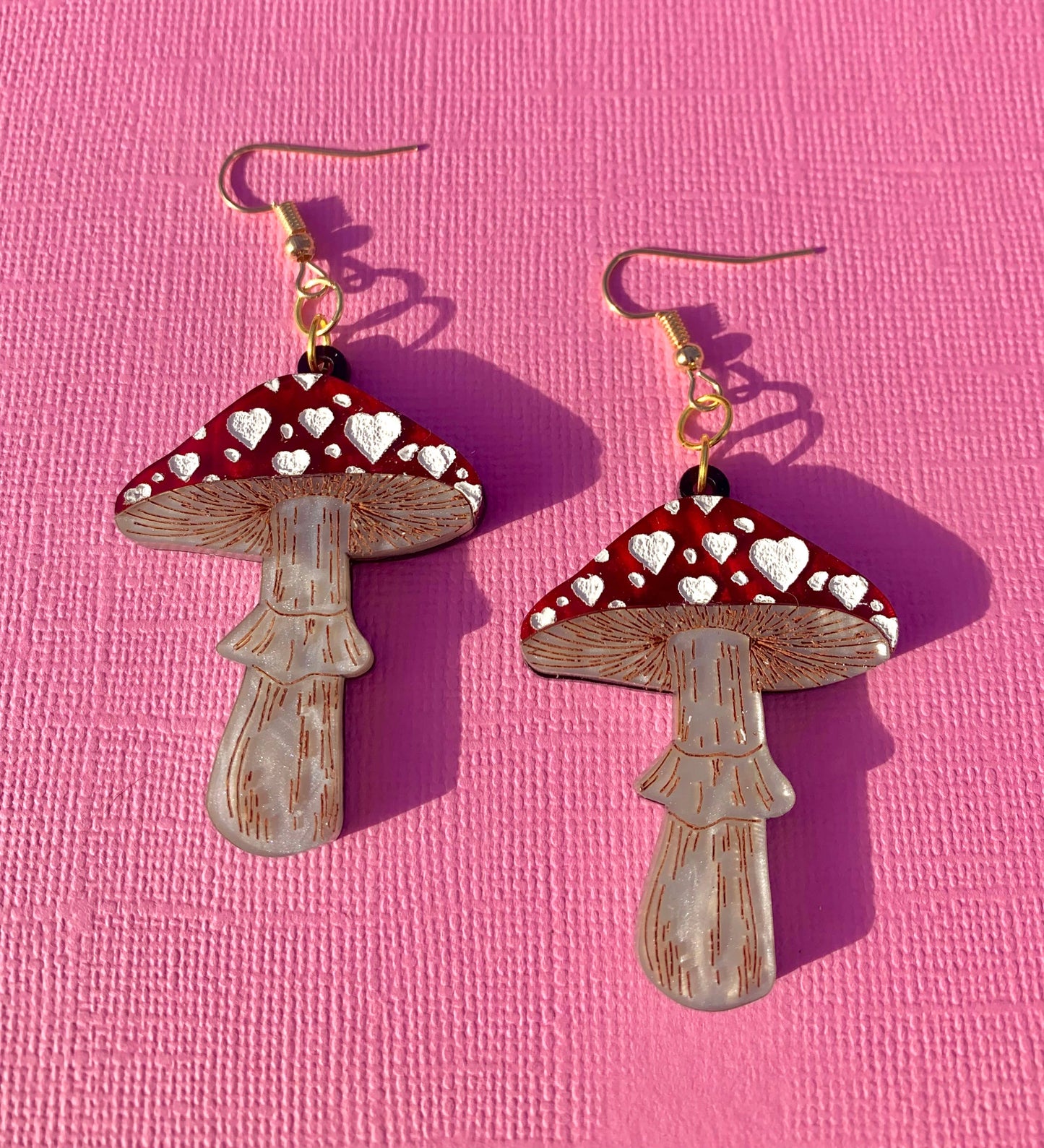 I Love You Very Mushroom Heart Earrings