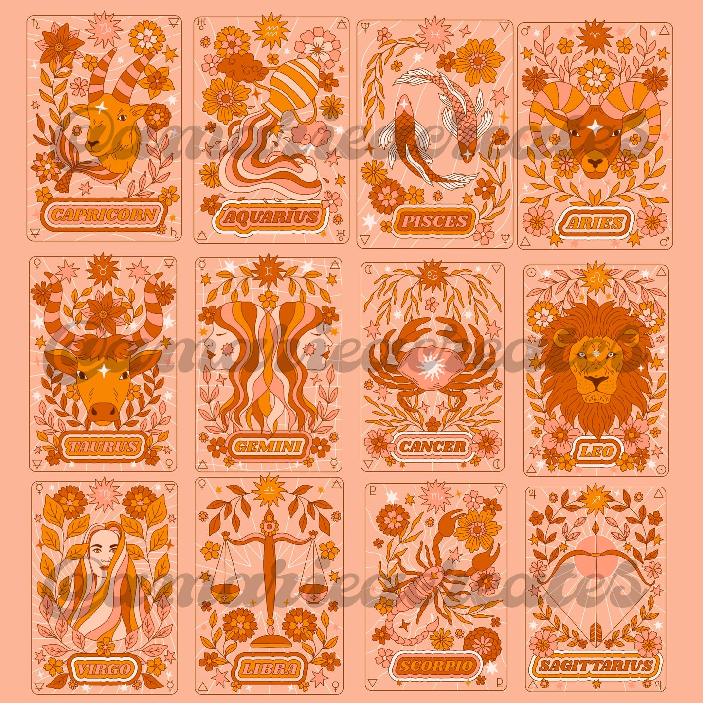 Groovy Astrology Zodiac Sign Glass Tumbler Cup