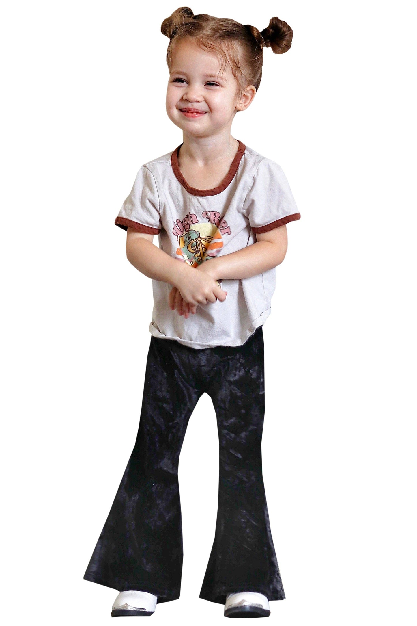 Little Girls Black Velvet Bell Bottoms Kids