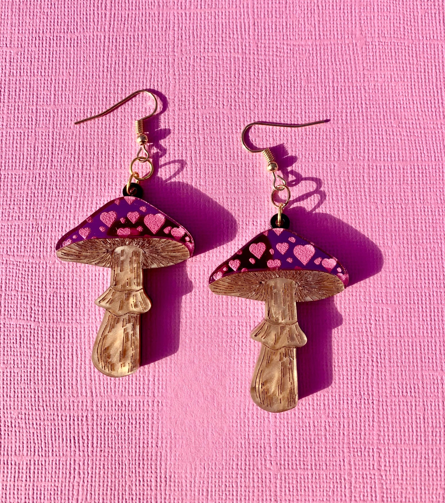 I Love You Very Mushroom Heart Earrings