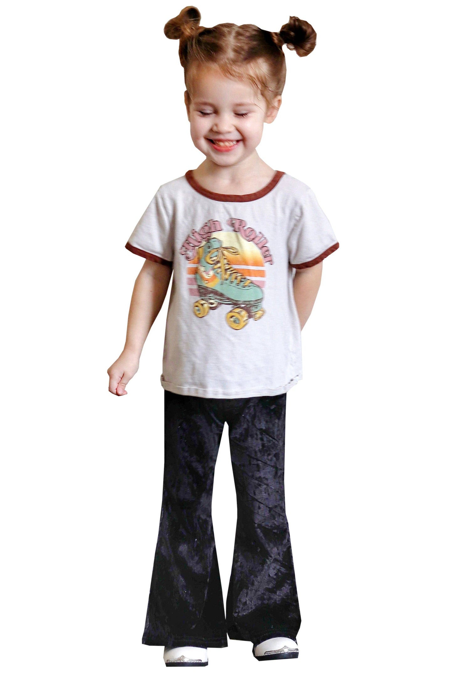 Little Girls Black Velvet Bell Bottoms Kids