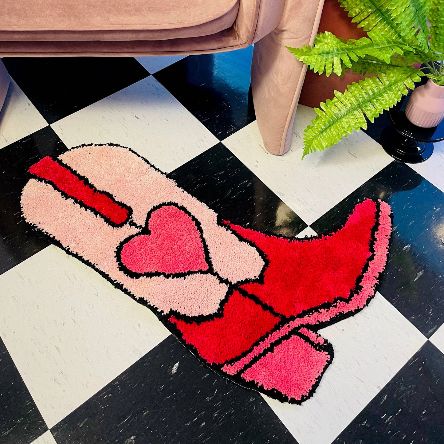 Western Heart Cowboy Boot Rug