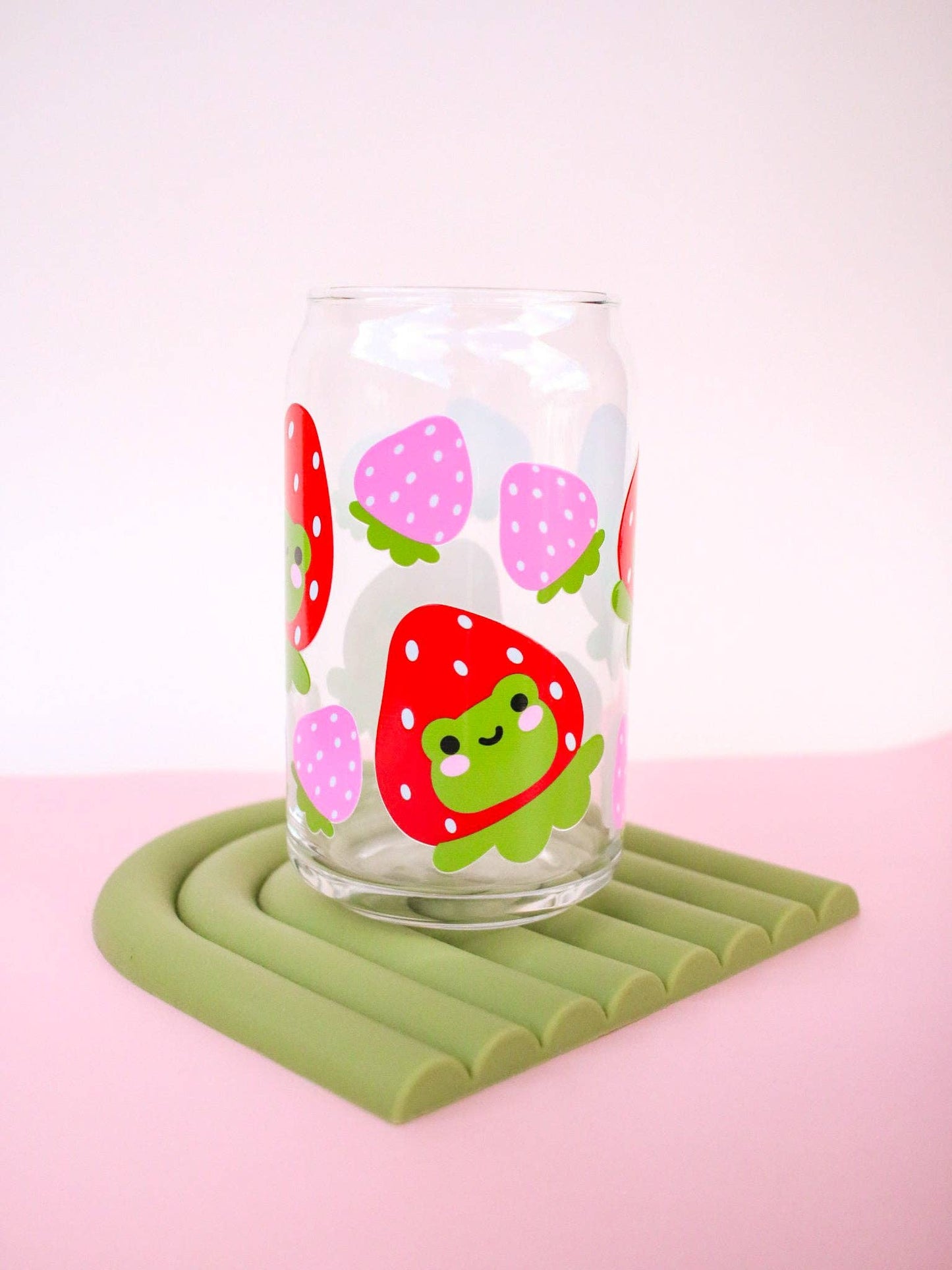 Strawberry Frog Glass Tumbler Cup