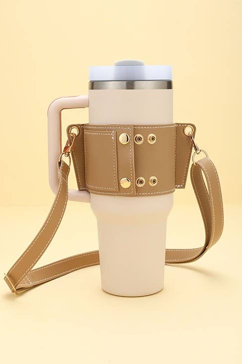 Faux Leather Strap Tumbler Accessory