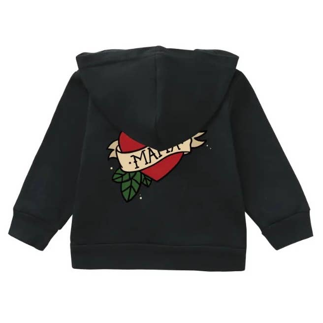 Mama Traditional Tattoo Heart Kids Zip-Up Hoodie