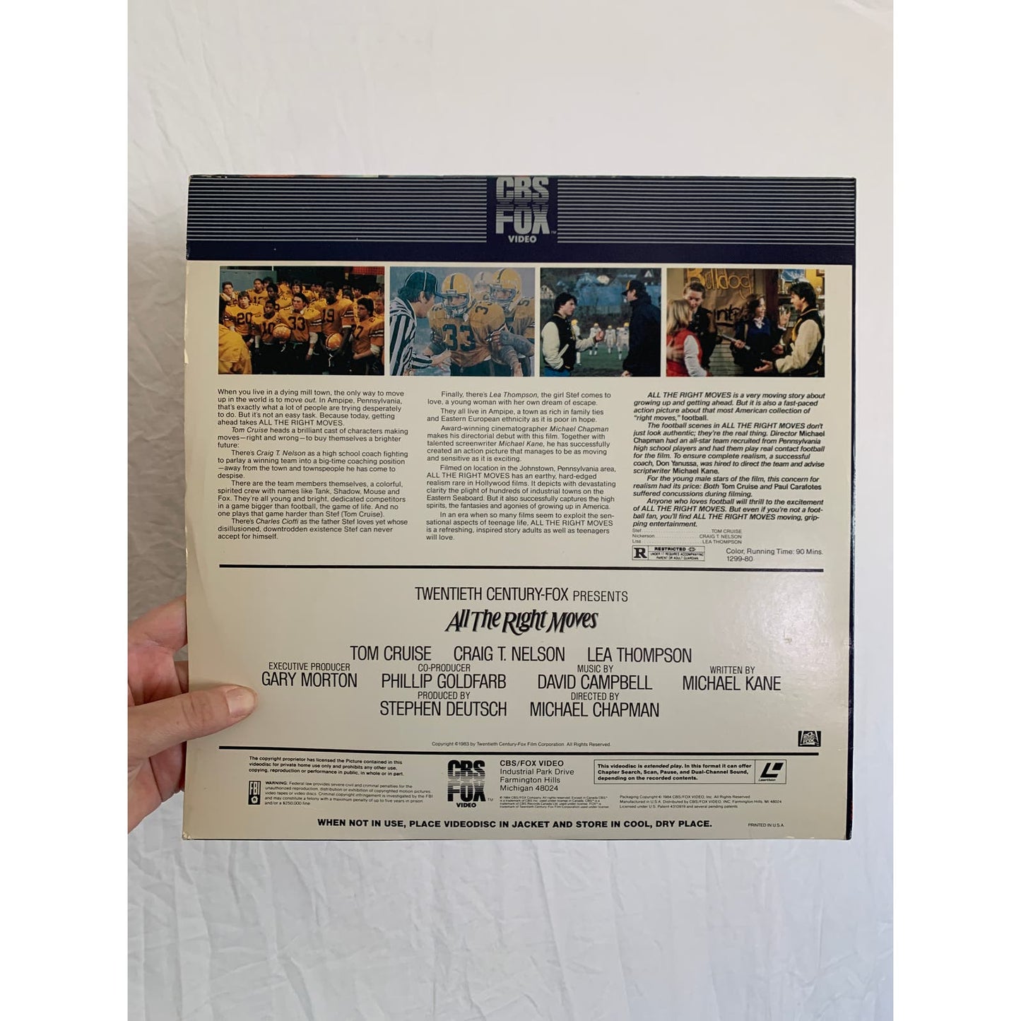 All The Right Moves Tom Cruise Laser Disc Movie 1983 - Homeward Bound Goods