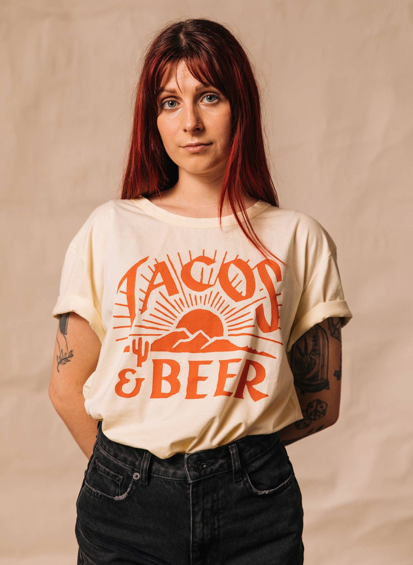 Tacos & Beer Western Vintage Style Unisex Tee