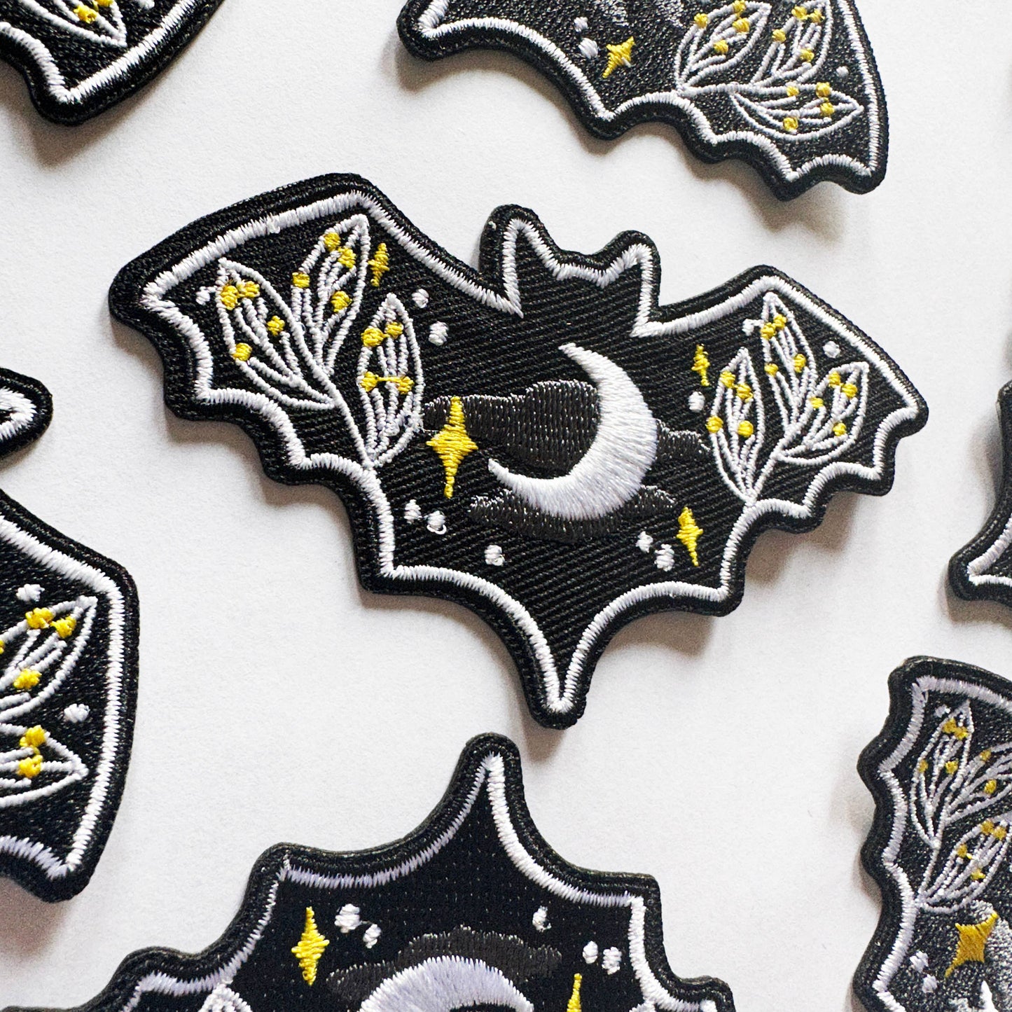 Black Nature Botanical Bat Iron - On Embroidery Patch - Homeward Bound Goods