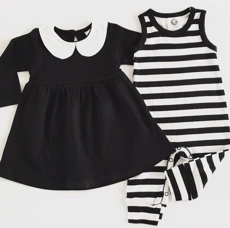 Black & White Stripe Baby Romper