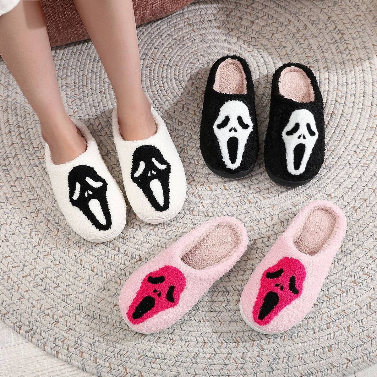 Ghost Face Halloween Cotton Slippers