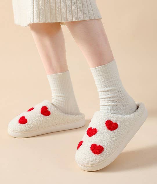 Soft Plush Mushroom Hearts & Rainbow Warm Slippers