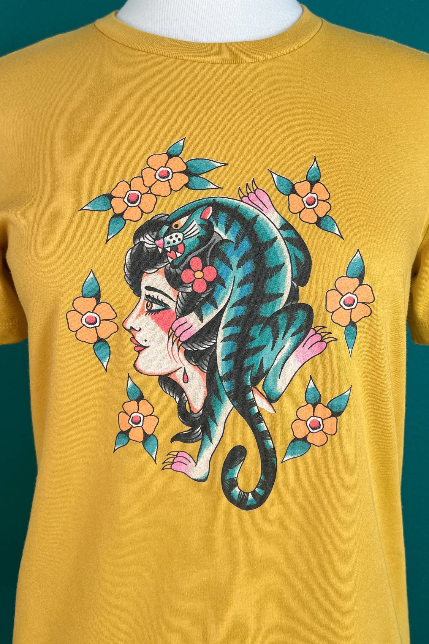 The Blue Tiger Lady Relaxed Tee in Mustard