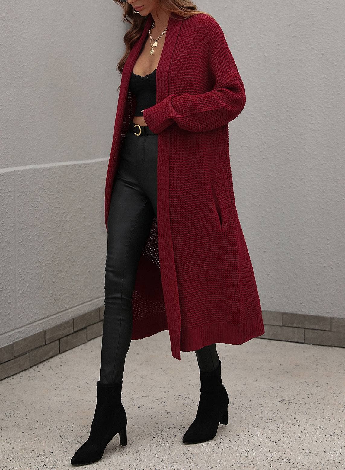 Crewneck Knitted Longline Cardigan - Homeward Bound Goods