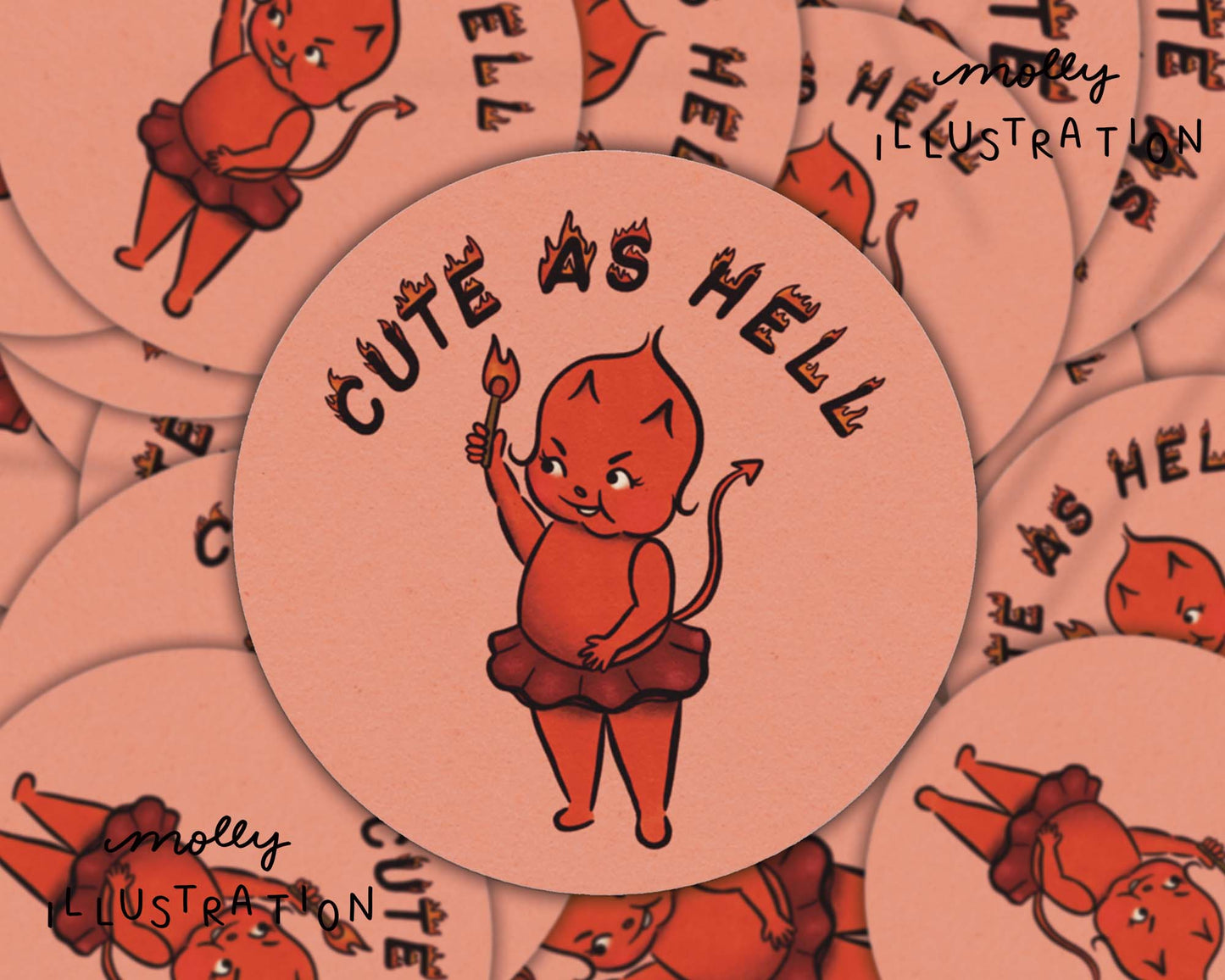 Cute As Hell Kewpie Devil Waterproof Vinyl Sticker - Homeward Bound Goods