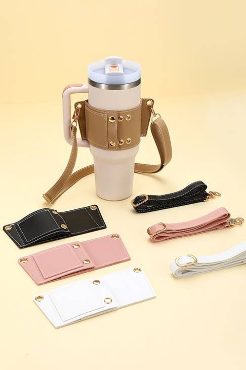 Faux Leather Strap Tumbler Accessory