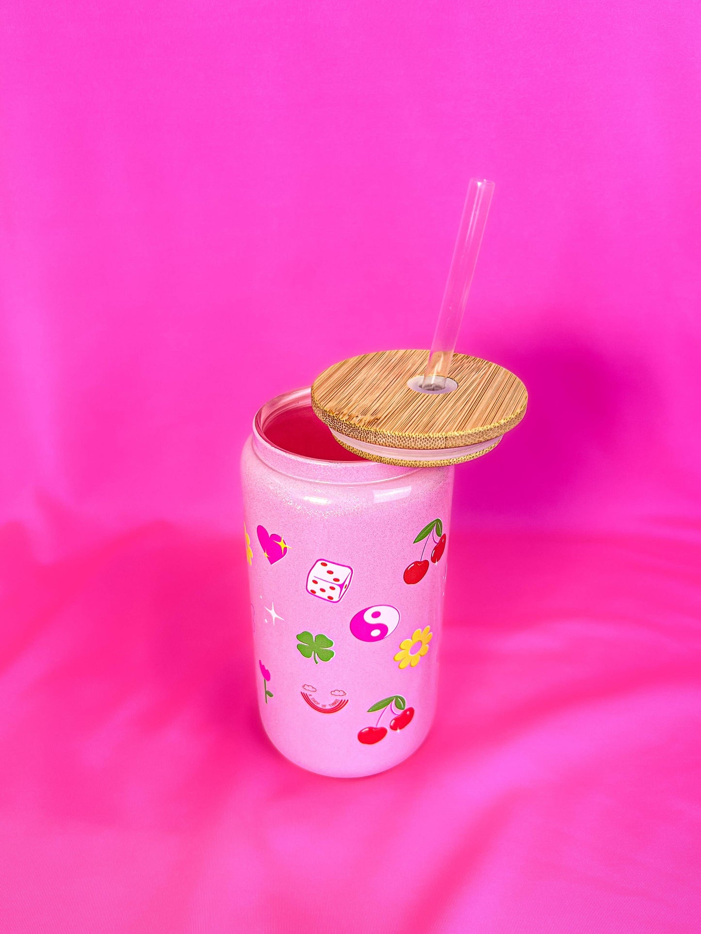 Lucky Charm Pink Glass Tumbler Cup