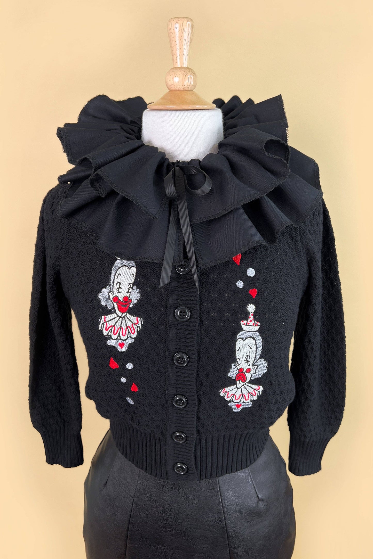 Dear Clown Cropped Cardigan in Black - Homeward Bound Goods
