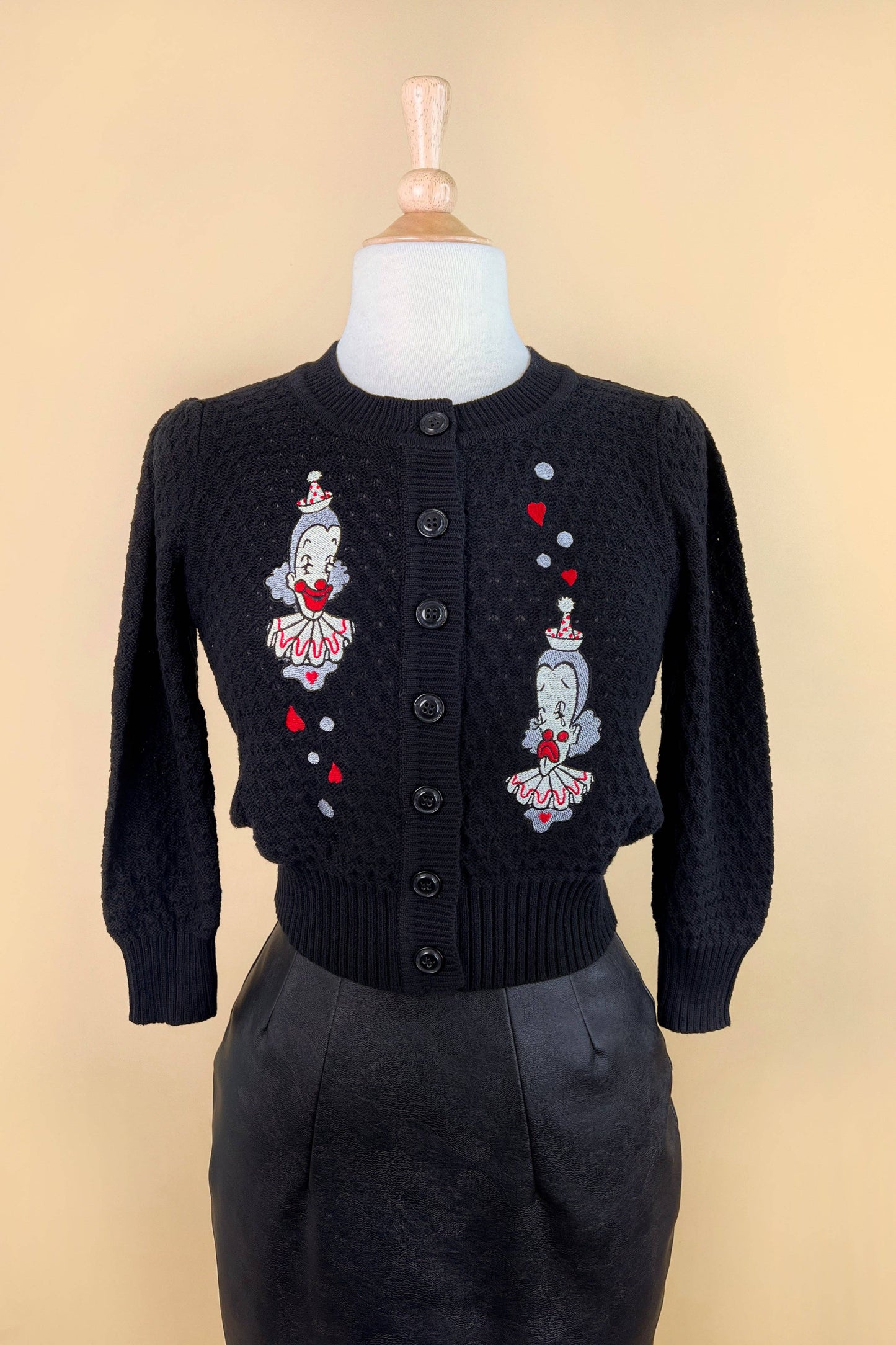 Dear Clown Cropped Cardigan in Black - Homeward Bound Goods
