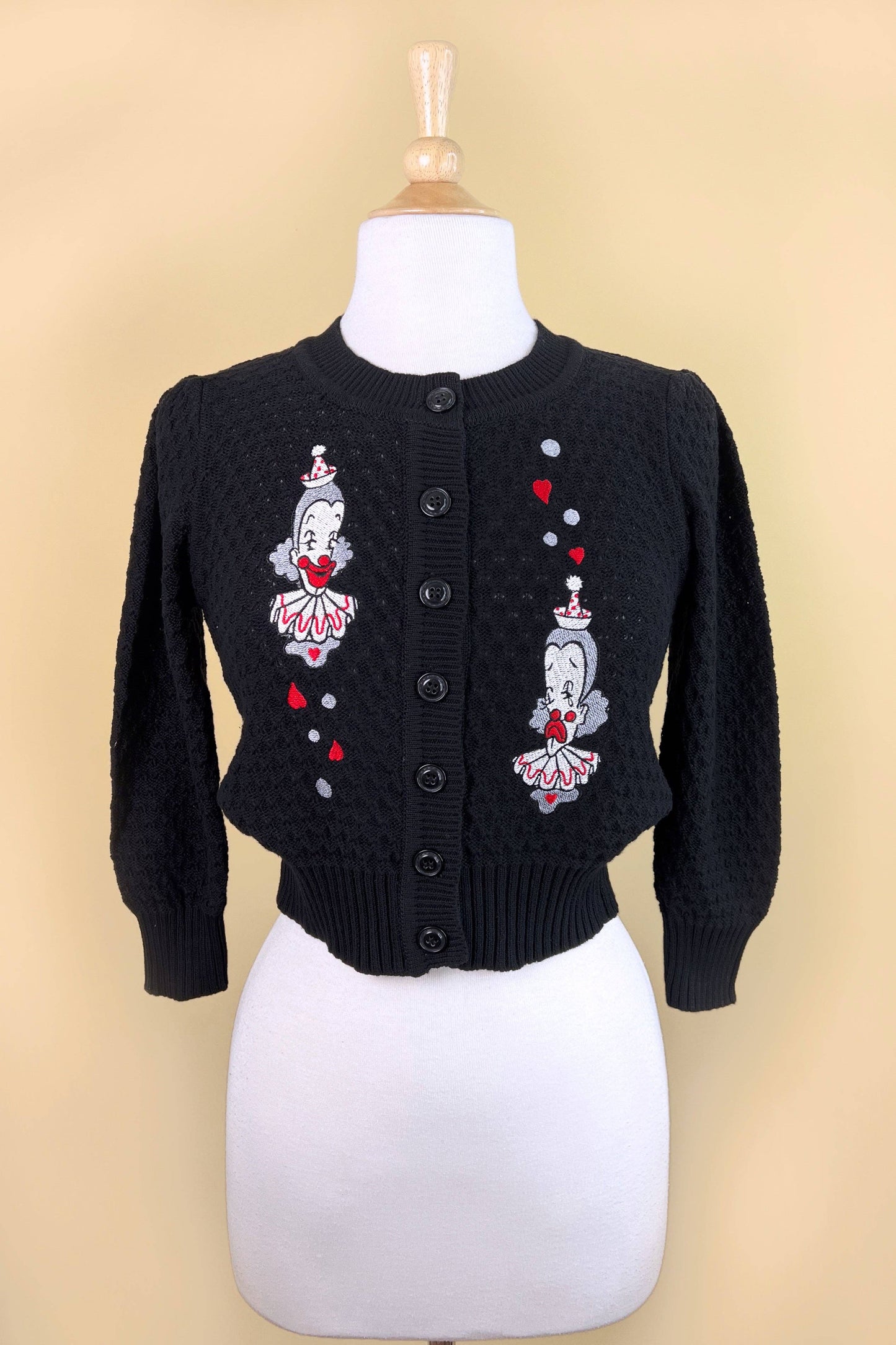 Dear Clown Cropped Cardigan in Black - Homeward Bound Goods