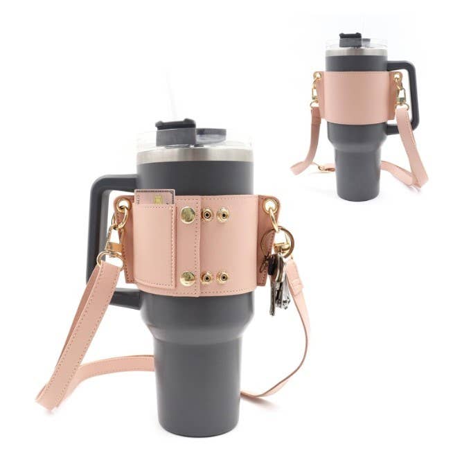 Faux Leather Strap Tumbler Accessory