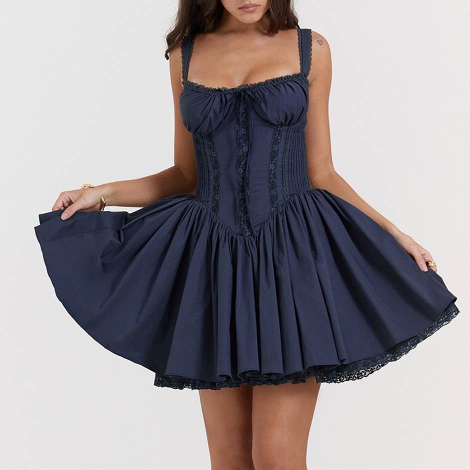 Romantic Cottage Lace Corset Style Mini Dress